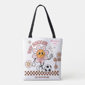 Personalized Funny Soccer Mum Retro Flower  Tote Bag (Achterkant)