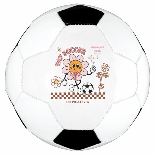 Personalized Funny Soccer Mum Retro Flower  Voetbal (Voorkant)