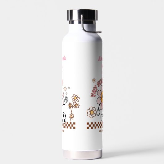 Personalized Funny Soccer Mum Retro Flower  Waterfles (Links)