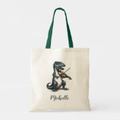 Personalized Funny T-Rex Dinosaur Playing Violin   Tote Bag (Achterkant)