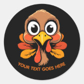 Personalized Funny Turkey Face Thanksgiving Ronde Sticker (Voorkant)