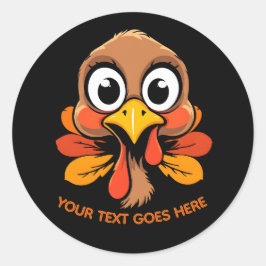 Personalized Funny Turkey Face Thanksgiving Ronde Sticker