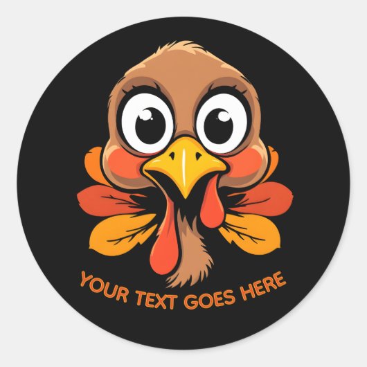 Personalized Funny Turkey Face Thanksgiving Ronde Sticker (Voorkant)