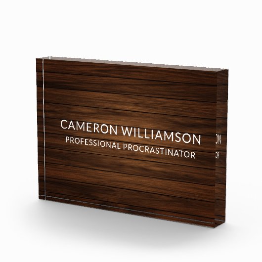 Personalized Funny Wood Paneling Procrastinator Fotoblokken (Rechts)