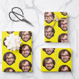 Personalized Funny Yellow Custom Face Photo Inpakpapier Vel