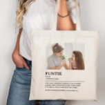 Personalized Funtie Definition Quote Tote Bag<br><div class="desc">This Funtie definition quote design is the perfect way to celebrate the special bond your sister shares with your child as a "Fun Aunt". This design is something that not only brightens her life but also captures the unique joy and love she brings to your family. Whether it's for a...</div>