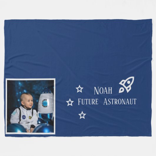 Personalized Future Astronaut Kids Fleece Deken (Voorkant (Horizontaal))