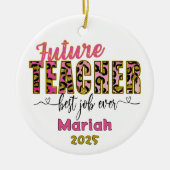 Personalized Future Teacher Cheetah Print Ornament (Voorkant)