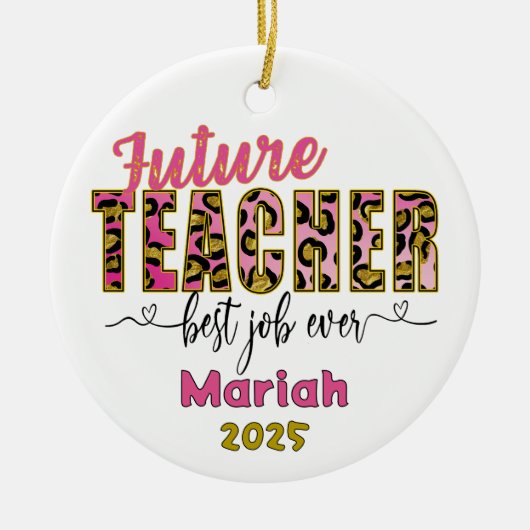 Personalized Future Teacher Cheetah Print Ornament (Voorkant)