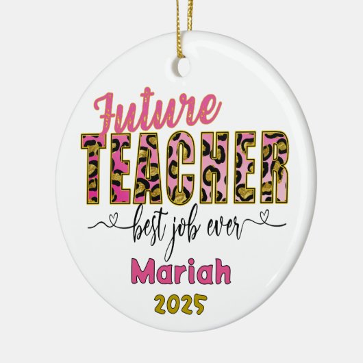 Personalized Future Teacher Cheetah Print Ornament (Links)