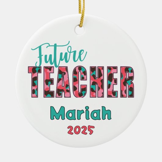 Personalized Future Teacher Leopard Print Ornament (Voorkant)