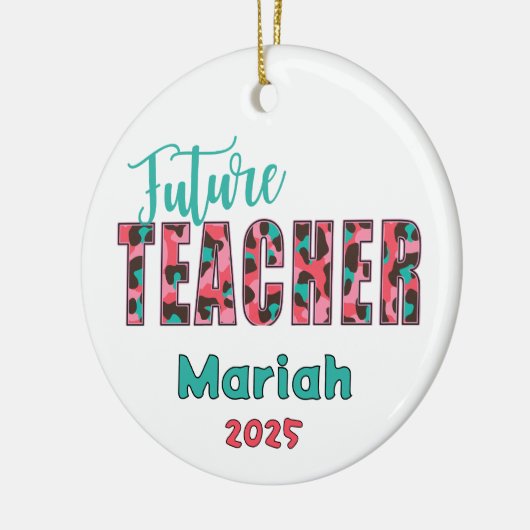 Personalized Future Teacher Leopard Print Ornament (Links)