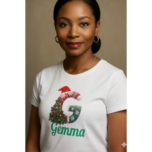 Personalized "G" Christmas Letter Tri-Blend Shirt