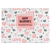 Personalized Galentine Love Sketch Heart Gift Bag Groot Cadeauzakje (Voorkant)