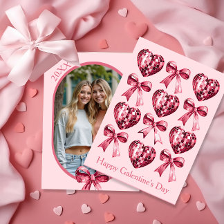 Personalized Galentine’s Day Photo Card -Pink  Feestdagenkaart