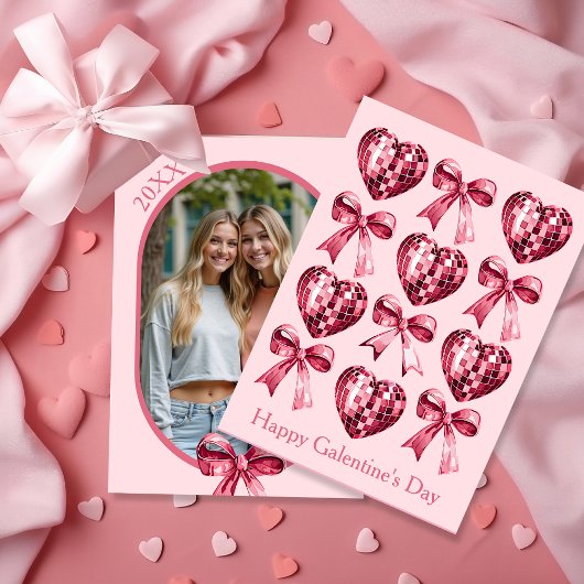 Personalized Galentine’s Day Photo Card -Pink  Feestdagenkaart