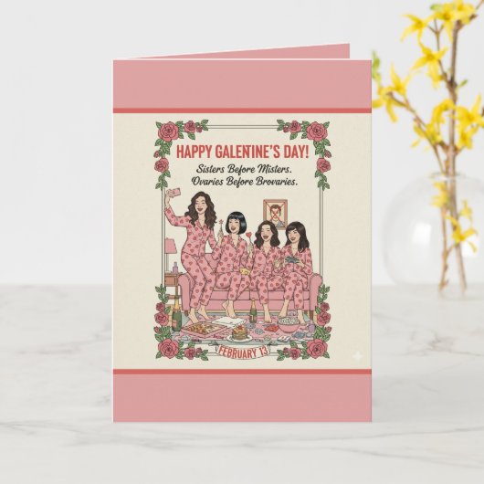 Personalized Galentine's Day Greeting Card Kaart (Gele Bloem)
