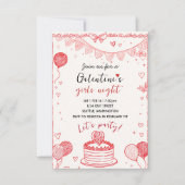 Personalized Galentines Girls Night Invitation RSVP Kaartje (Voorkant)