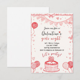 Personalized Galentines Girls Night Invitation RSVP Kaartje