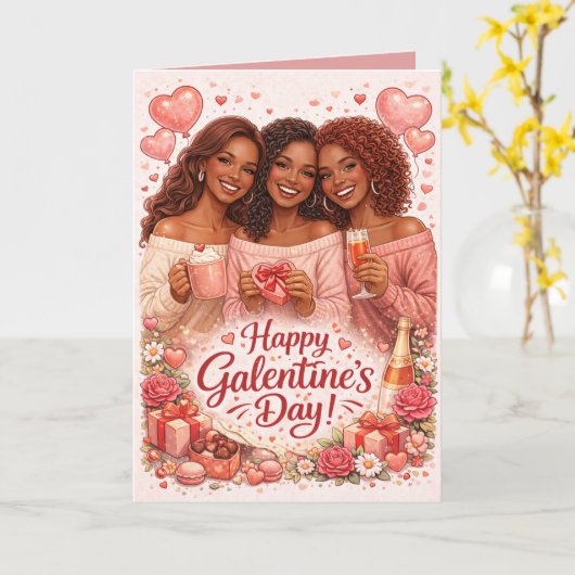 Personalized Galentine's Greeting Card Kaart (Gele Bloem)