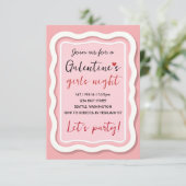 Personalized Galentines Pink Party Invitation RSVP Kaartje (Staand voorkant)