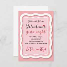 Personalized Galentines Pink Party Invitation RSVP Kaartje