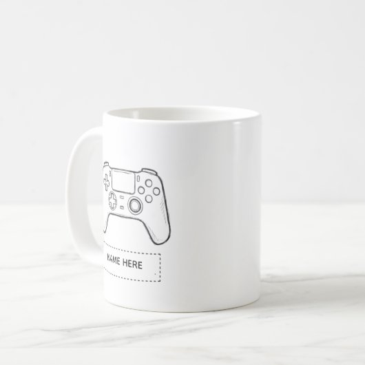 Personalized Gamer Controller Minimalist Sketch  Koffiemok (Voorkant links)