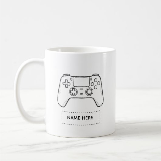 Personalized Gamer Controller Minimalist Sketch  Koffiemok (Links)