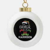 Personalized Gamer Elf Christmas Video Gaming  Keramische Bal Ornament (Voorkant)