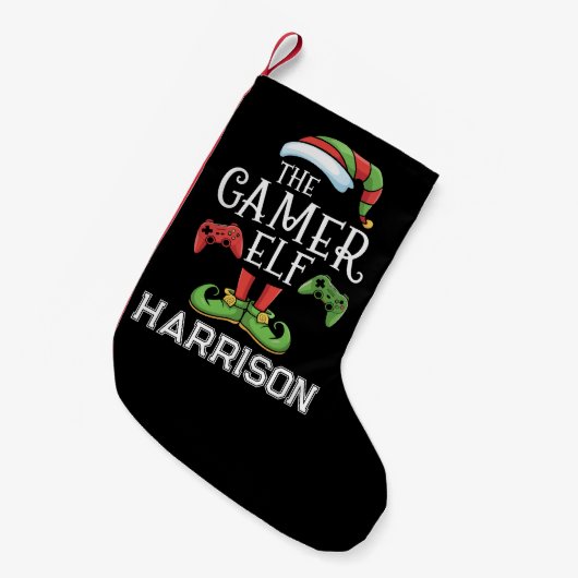 Personalized Gamer Elf Christmas Video Gaming  Kleine Kerstsok (Voorkant (Hangend))