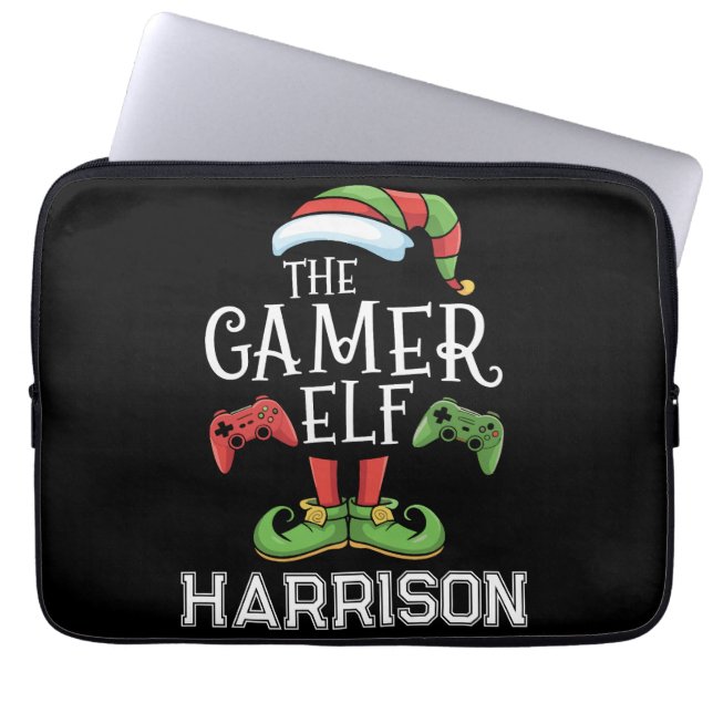 Personalized Gamer Elf Christmas Video Gaming  Laptop Sleeve (Voorkant)