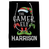 Personalized Gamer Elf Christmas Video Gaming  Medium Cadeauzakje (Voorkant)