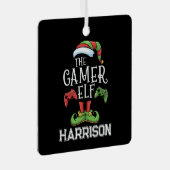 Personalized Gamer Elf Christmas Video Gaming Metalen Ornament (Voorkant Rechts)