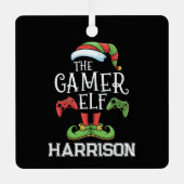 Personalized Gamer Elf Christmas Video Gaming  Metalen Ornament (Voorkant)