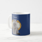 Personalized Gemini Cat Mug with Name Koffiemok (Voorkant links)