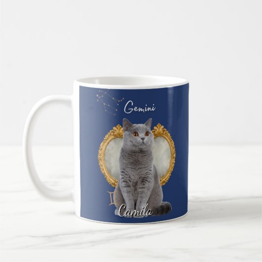 Personalized Gemini Cat Mug with Name Koffiemok (Links)