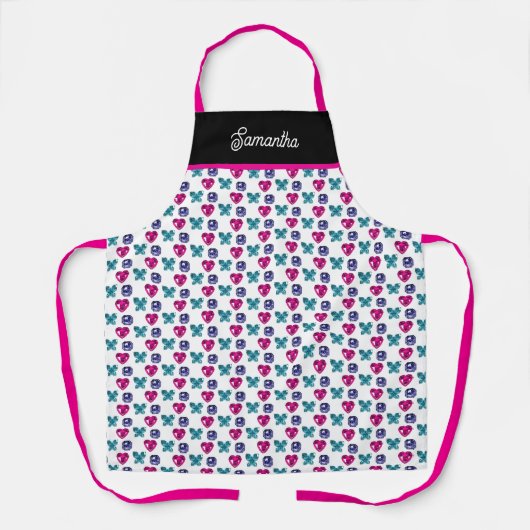 Personalized Gemstone Heart Butterfly Pattern Apro Schort (Voorkant)