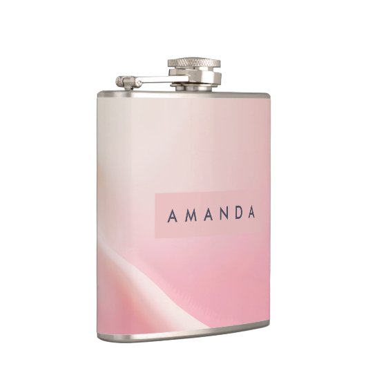 Personalized Gentle Pink Silk Wave Design Heupfles (Rechts)