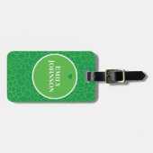 Personalized Geometric Green Leaf Custom Name Bagagelabel (Voorkant horizontaal)