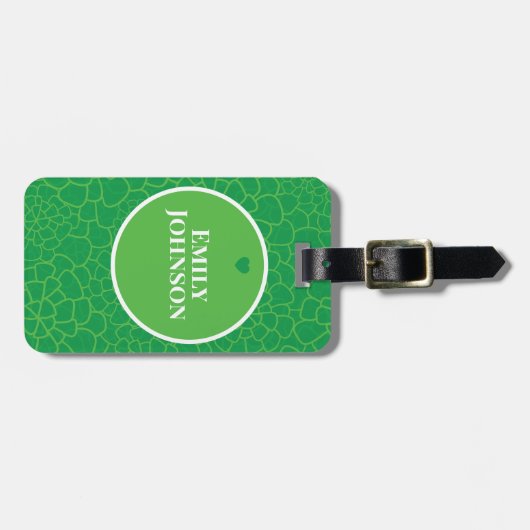 Personalized Geometric Green Leaf Custom Name Bagagelabel (Voorkant horizontaal)