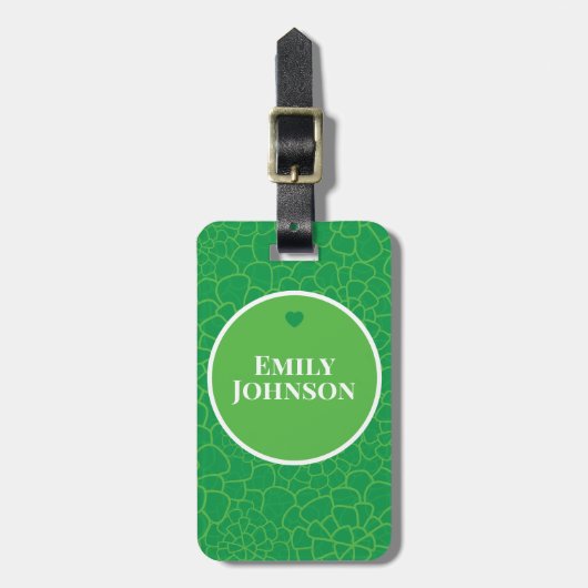 Personalized Geometric Green Leaf Custom Name Bagagelabel (Voorkant verticaal)