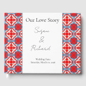Personalized Geometric Red Wedding Guestbook Gastenboek (Voorkant)