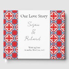 Personalized Geometric Red Wedding Guestbook Gastenboek