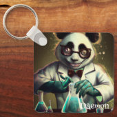 PERSONALIZED GERECHTE WETENSCHAPPER PANDA TOVERELA SLEUTELHANGER (Voorkant)
