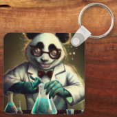 PERSONALIZED GERECHTE WETENSCHAPPER PANDA TOVERELA SLEUTELHANGER (Achterkant)