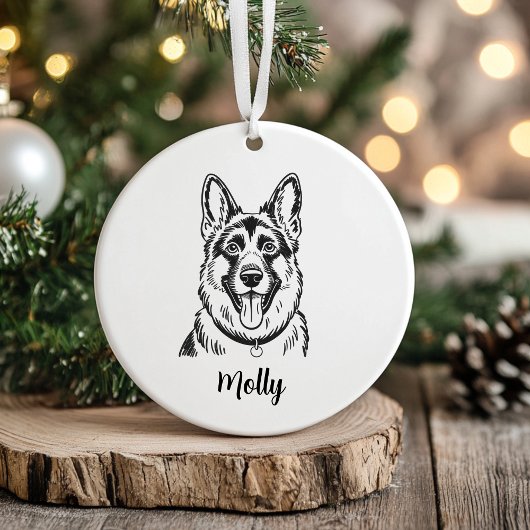 Personalized German Shepherd Dog Christmas Keramisch Ornament
