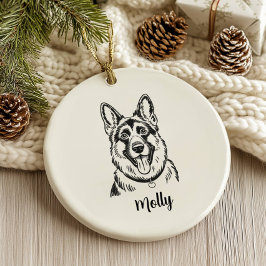 Personalized German Shepherd Dog Christmas Keramisch Ornament