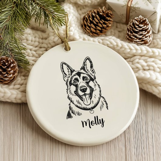 Personalized German Shepherd Dog Christmas Keramisch Ornament
