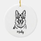 Personalized German Shepherd Dog Christmas Keramisch Ornament (Achterkant)