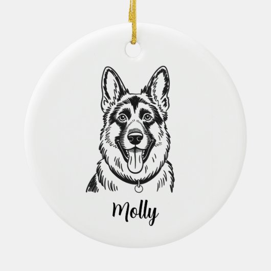 Personalized German Shepherd Dog Christmas Keramisch Ornament (Achterkant)